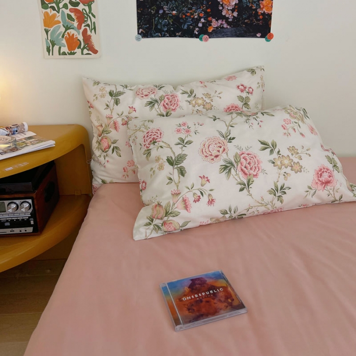 91家纺网 家纺一手货源 找家纺 艾沁 2022新款全棉复古碎花四件套蔷薇