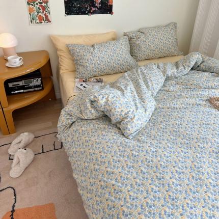 91家纺网 家纺一手货源 找家纺 艾沁 2022新款全棉复古碎花四件套柠檬玫瑰