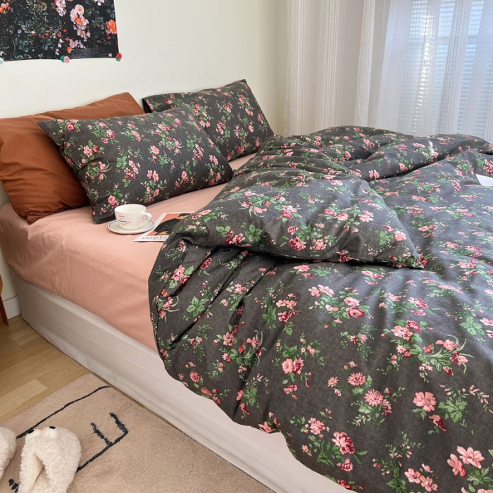 91家纺网 家纺一手货源 找家纺 艾沁 2022新款全棉复古碎花四件套罗曼