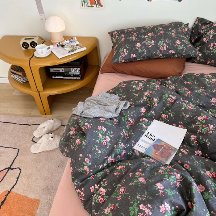 91家纺网 家纺一手货源 找家纺 艾沁 2022新款全棉复古碎花四件套罗曼