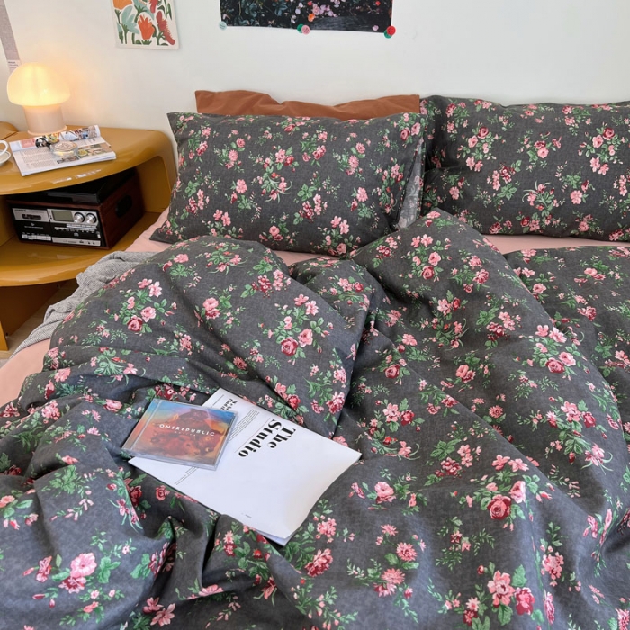 91家纺网 家纺一手货源 找家纺 艾沁 2022新款全棉复古碎花四件套罗曼