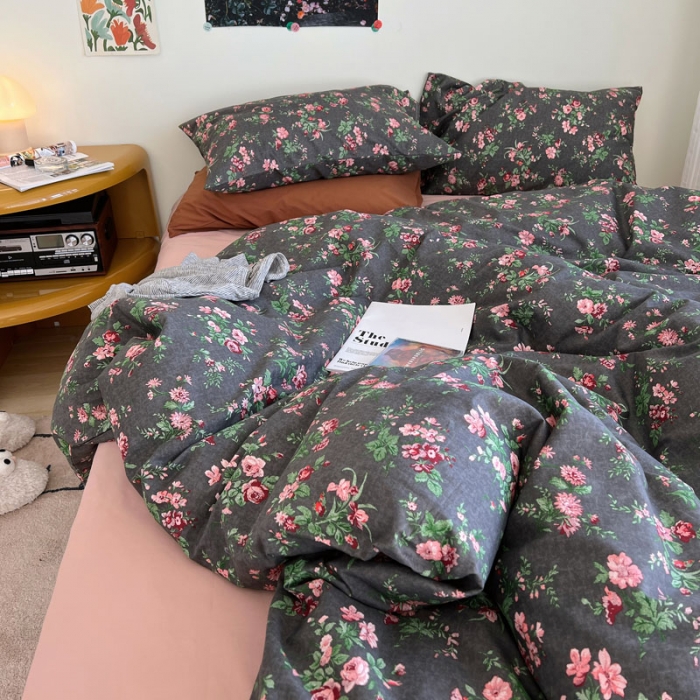 91家纺网 家纺一手货源 找家纺 艾沁 2022新款全棉复古碎花四件套罗曼