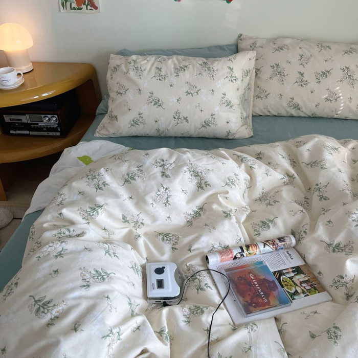 91家纺网 家纺一手货源 找家纺 艾沁 2022新款全棉复古碎花四件套铃兰