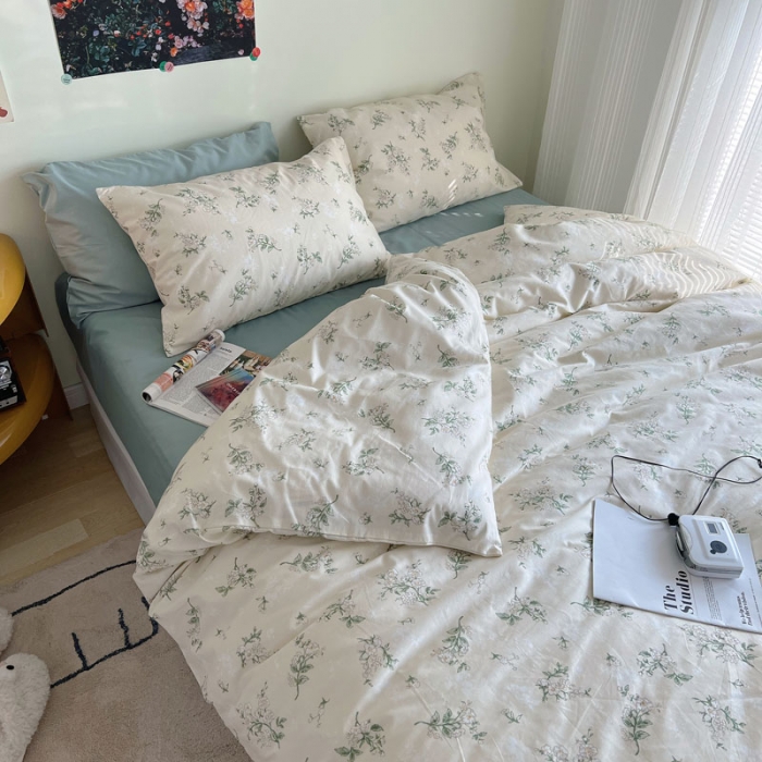 91家纺网 家纺一手货源 找家纺 艾沁 2022新款全棉复古碎花四件套铃兰