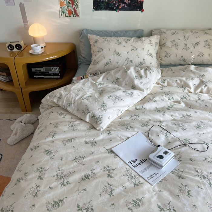 91家纺网 家纺一手货源 找家纺 艾沁 2022新款全棉复古碎花四件套铃兰