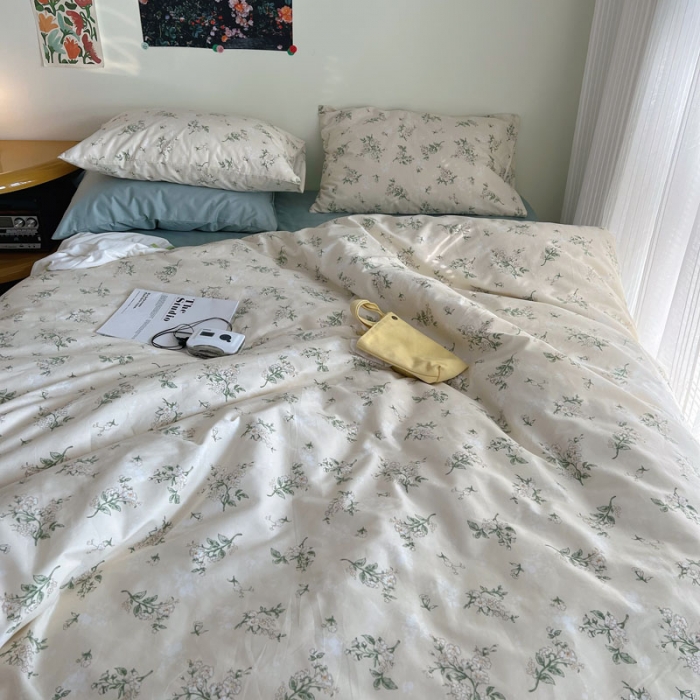 91家纺网 家纺一手货源 找家纺 艾沁 2022新款全棉复古碎花四件套铃兰