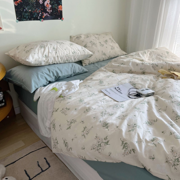 91家纺网 家纺一手货源 找家纺 艾沁 2022新款全棉复古碎花四件套铃兰