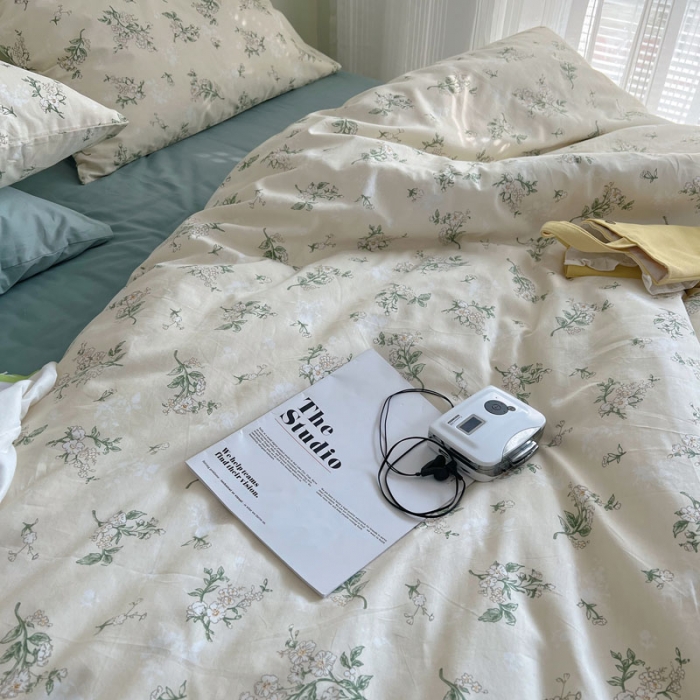 91家纺网 家纺一手货源 找家纺 艾沁 2022新款全棉复古碎花四件套铃兰