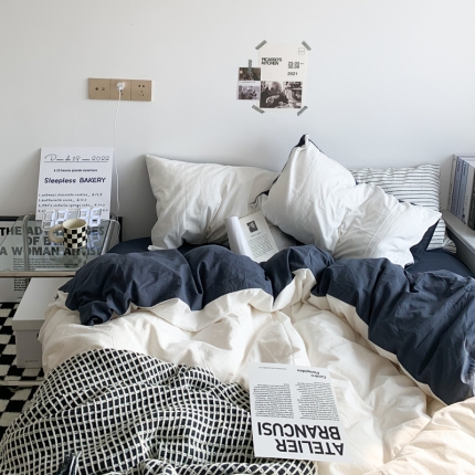 91家纺网 家纺一手货源 找家纺 2022新春ins风双拼四件套