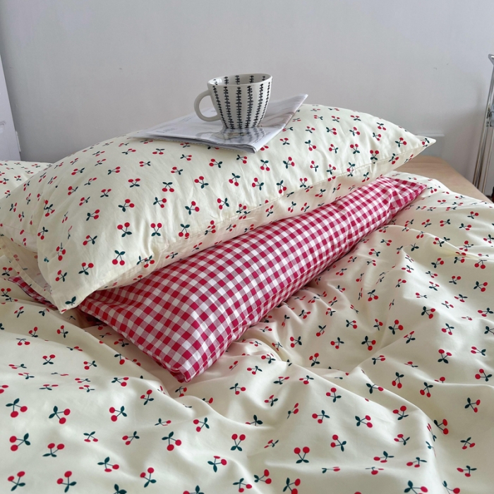 91家纺网 家纺一手货源 找家纺 艾沁 新款全棉复古碎花四件套 小丸子-咖