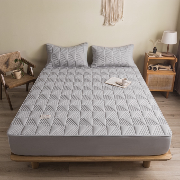 91家纺网 家纺一手货源 找家纺 鑫钰  2023新款原棉大豆床笠 高级灰