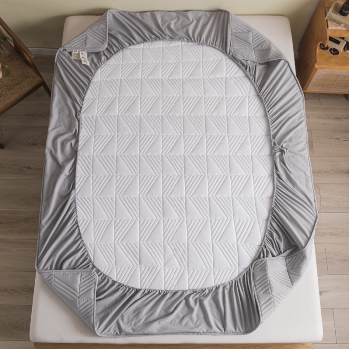 91家纺网 家纺一手货源 找家纺 鑫钰  2023新款原棉大豆床笠 高级灰