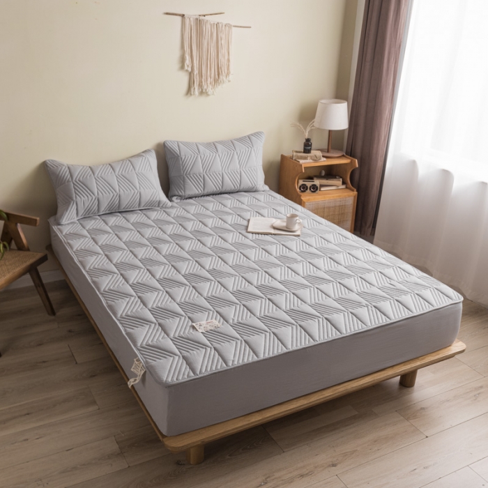 91家纺网 家纺一手货源 找家纺 鑫钰  2023新款原棉大豆床笠 高级灰