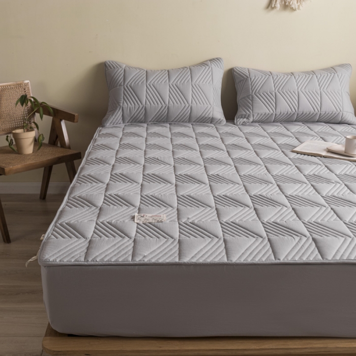 91家纺网 家纺一手货源 找家纺 鑫钰  2023新款原棉大豆床笠 高级灰