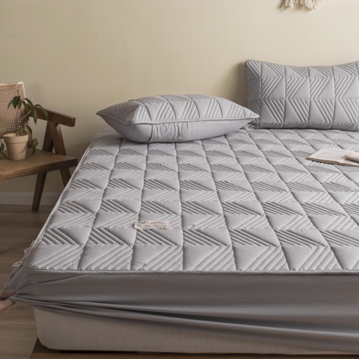 91家纺网 家纺一手货源 找家纺 鑫钰  2023新款原棉大豆床笠 高级灰