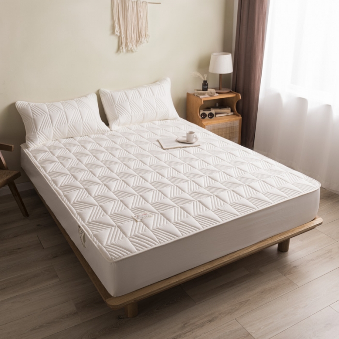 91家纺网 家纺一手货源 找家纺 鑫钰  2023新款原棉大豆床笠 牛奶白