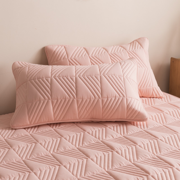 91家纺网 家纺一手货源 找家纺 鑫钰  2023新款原棉大豆床笠 樱花粉