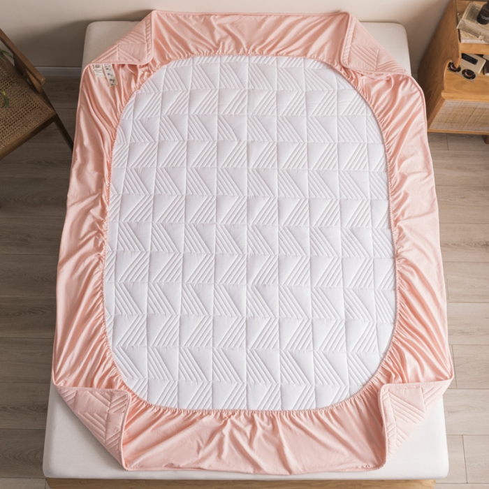 91家纺网 家纺一手货源 找家纺 鑫钰  2023新款原棉大豆床笠 樱花粉