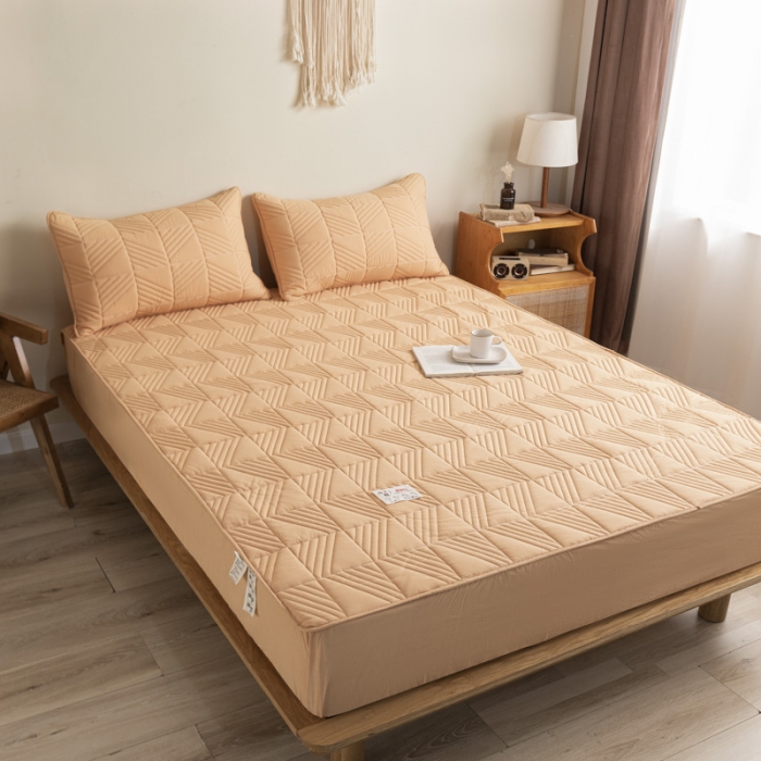 91家纺网 家纺一手货源 找家纺 鑫钰  2023新款原棉大豆床笠 活力橘