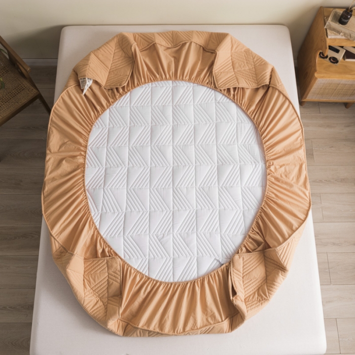 91家纺网 家纺一手货源 找家纺 鑫钰  2023新款原棉大豆床笠 活力橘