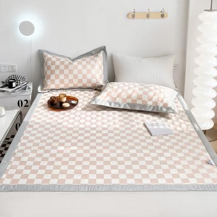 91家纺网 家纺一手货源 找家纺 总 懒猫 2022新款800D提花冰丝床席款凉席