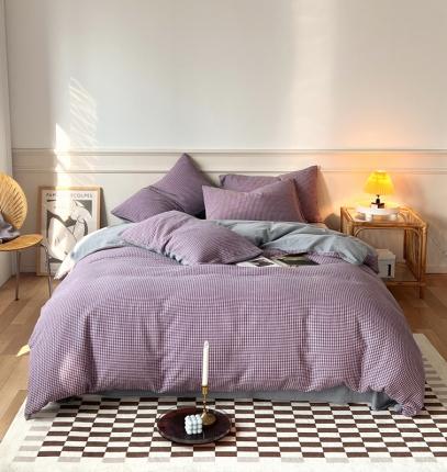 91家纺网 家纺一手货源 找家纺 （总）春皖家纺2023新款千鸟格四件套（拉链款）