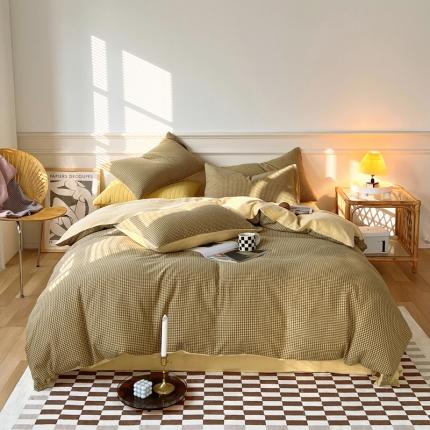 91家纺网 家纺一手货源 找家纺 （总）春皖家纺2023新款千鸟格四件套（拉链款）