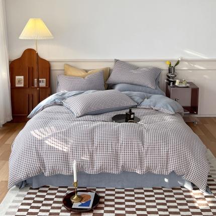 91家纺网 家纺一手货源 找家纺 （总）春皖家纺2023新款千鸟格四件套（拉链款）