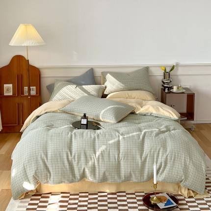 91家纺网 家纺一手货源 找家纺 （总）春皖家纺2023新款千鸟格四件套（拉链款）