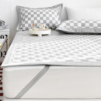 91家纺网 家纺一手货源 找家纺 懒猫 2022新款800D提花冰丝床席款凉席 棋盘格-灰