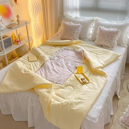 慕澄2022新款小清新花边款抱枕被直播赠品 叶子青青