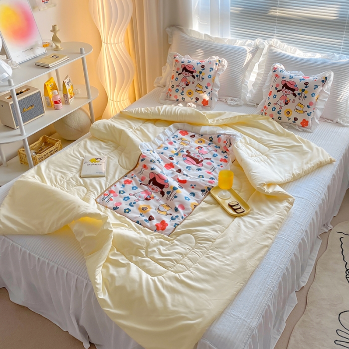 91家纺网 家纺一手货源 找家纺 慕澄2022新款小清新花边款抱枕被直播赠品 花仙子