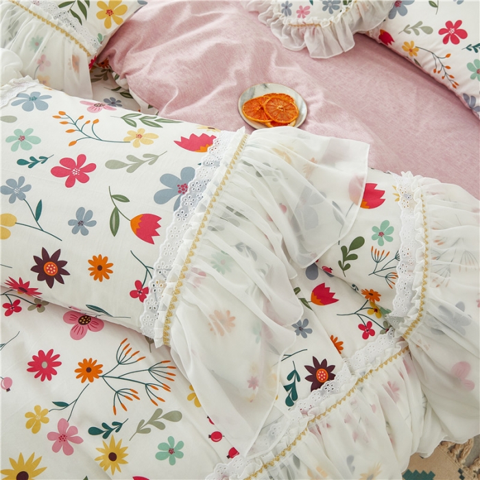 91家纺网 家纺一手货源 找家纺 亲亲公主 2025新款仙女款公主风蕾丝床裙四件套 花舞风情