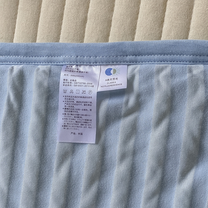 91家纺网 家纺一手货源 找家纺 2022新款全棉针织条纹夏被&amp;春秋被 婴儿蓝中条