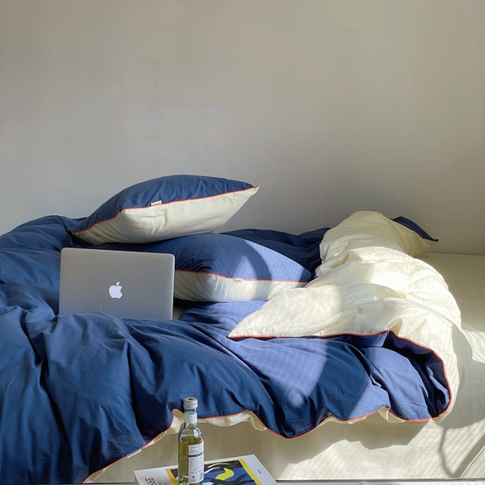 91家纺网 家纺一手货源 找家纺 （总）时年 2022新款全棉水洗棉四件套嵌绳款