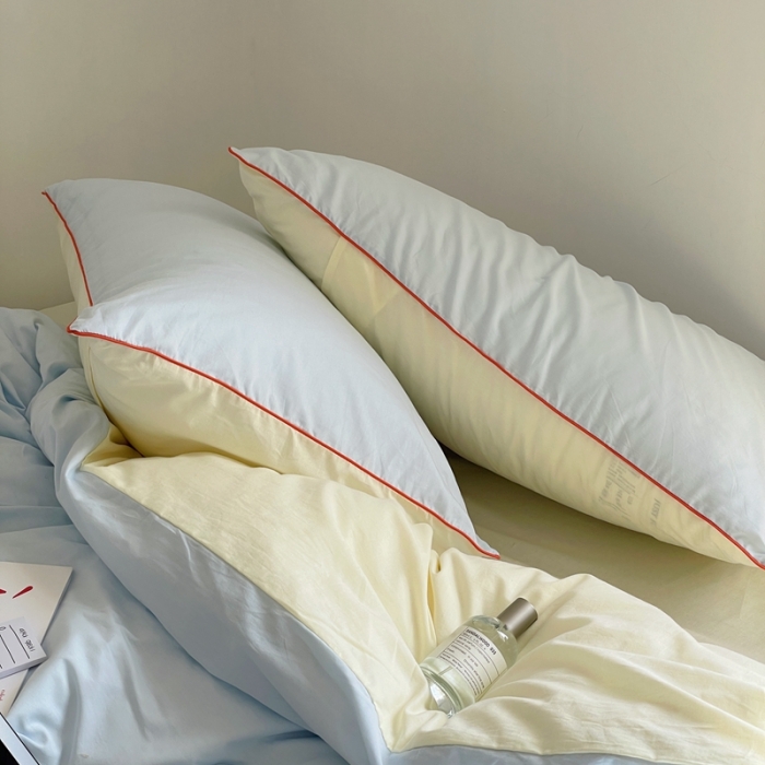 91家纺网 家纺一手货源 找家纺 时年 2022新款全棉水洗棉四件套嵌绳款 爱丽丝蓝（浅蓝）