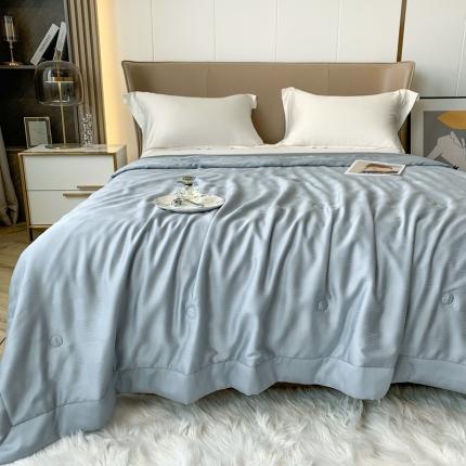 91家纺网 家纺一手货源 找家纺 榻尚 2023新款天丝提花夏被夏凉被20%蚕丝 豹 蓝灰