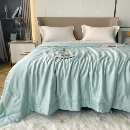 91家纺网 家纺一手货源 找家纺 榻尚 2023新款天丝提花夏被夏凉被20%蚕丝 豹 水绿