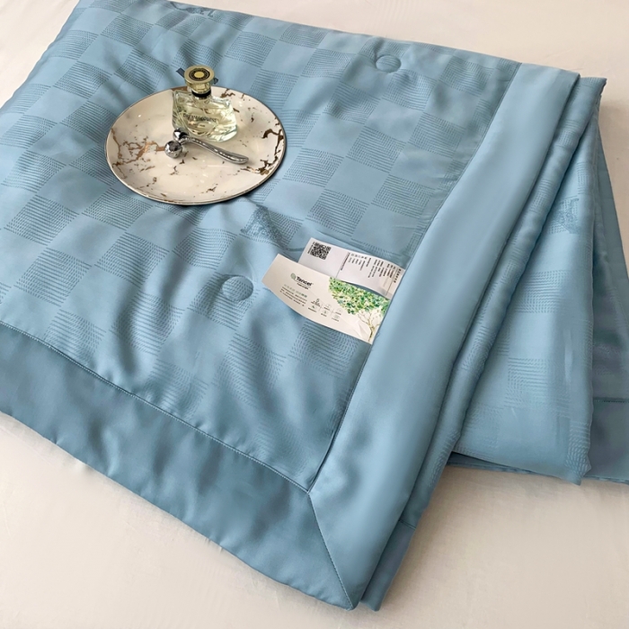 91家纺网 家纺一手货源 找家纺 榻尚 2023新款天丝提花夏被夏凉被20%蚕丝 豹 宝蓝