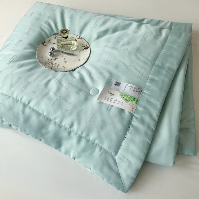 91家纺网 家纺一手货源 找家纺 榻尚 2023新款天丝提花夏被夏凉被20%蚕丝 豹 水绿