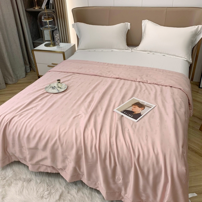 91家纺网 家纺一手货源 找家纺 榻尚 2023新款天丝提花夏被夏凉被20%蚕丝 口红 藕粉