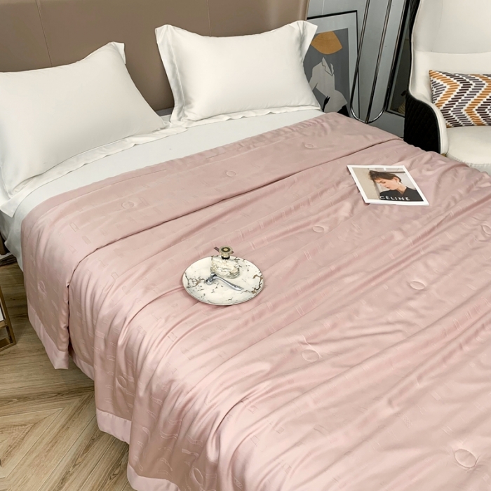 91家纺网 家纺一手货源 找家纺 榻尚 2023新款天丝提花夏被夏凉被20%蚕丝 口红 藕粉