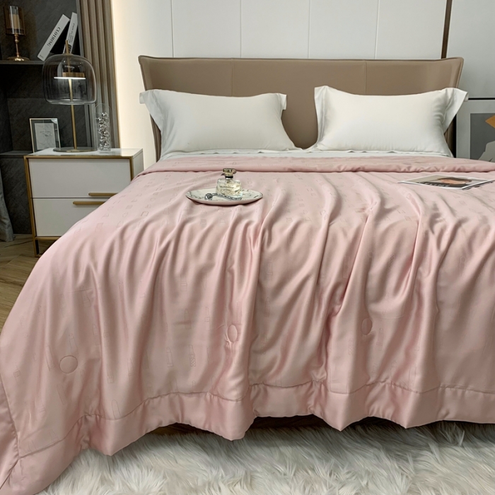 91家纺网 家纺一手货源 找家纺 榻尚 2023新款天丝提花夏被夏凉被20%蚕丝 口红 藕粉