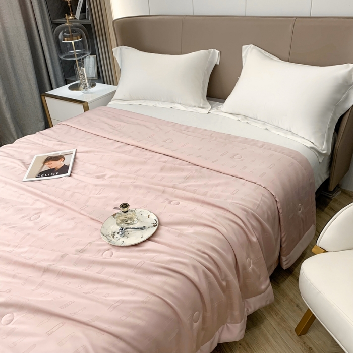 91家纺网 家纺一手货源 找家纺 榻尚 2023新款天丝提花夏被夏凉被20%蚕丝 口红 藕粉