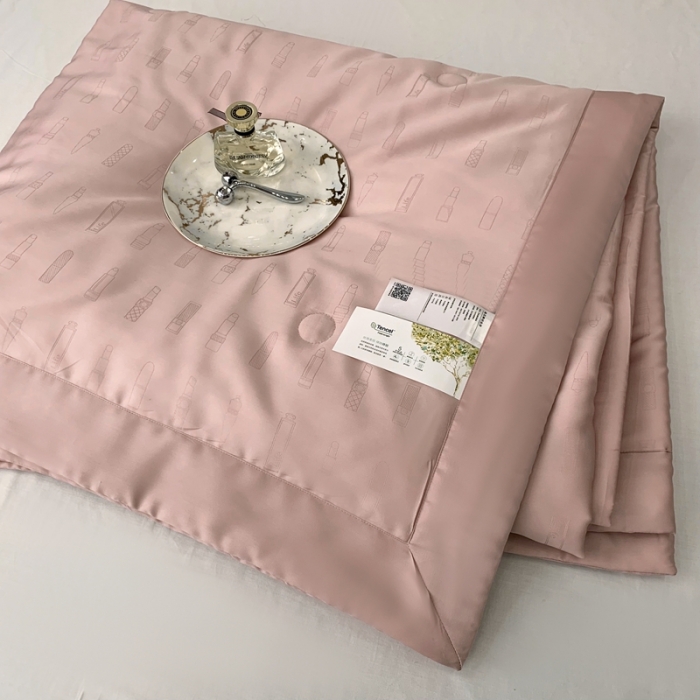 91家纺网 家纺一手货源 找家纺 榻尚 2023新款天丝提花夏被夏凉被20%蚕丝 口红 藕粉