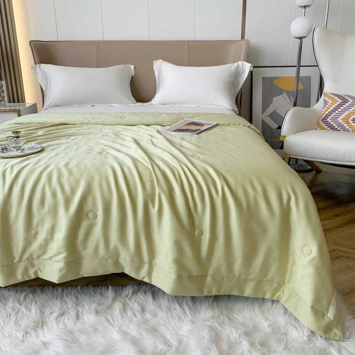 91家纺网 家纺一手货源 找家纺 榻尚 2023新款天丝提花夏被夏凉被20%蚕丝 口红 雾绿