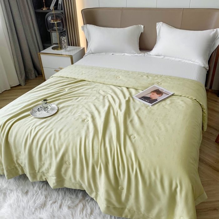 91家纺网 家纺一手货源 找家纺 榻尚 2023新款天丝提花夏被夏凉被20%蚕丝 口红 雾绿