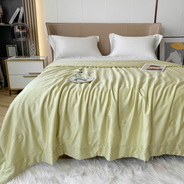 91家纺网 家纺一手货源 找家纺 榻尚 2023新款天丝提花夏被夏凉被20%蚕丝 口红 雾绿