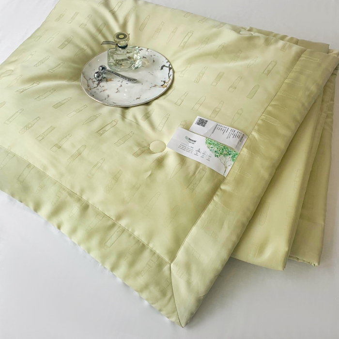 91家纺网 家纺一手货源 找家纺 榻尚 2023新款天丝提花夏被夏凉被20%蚕丝 口红 雾绿