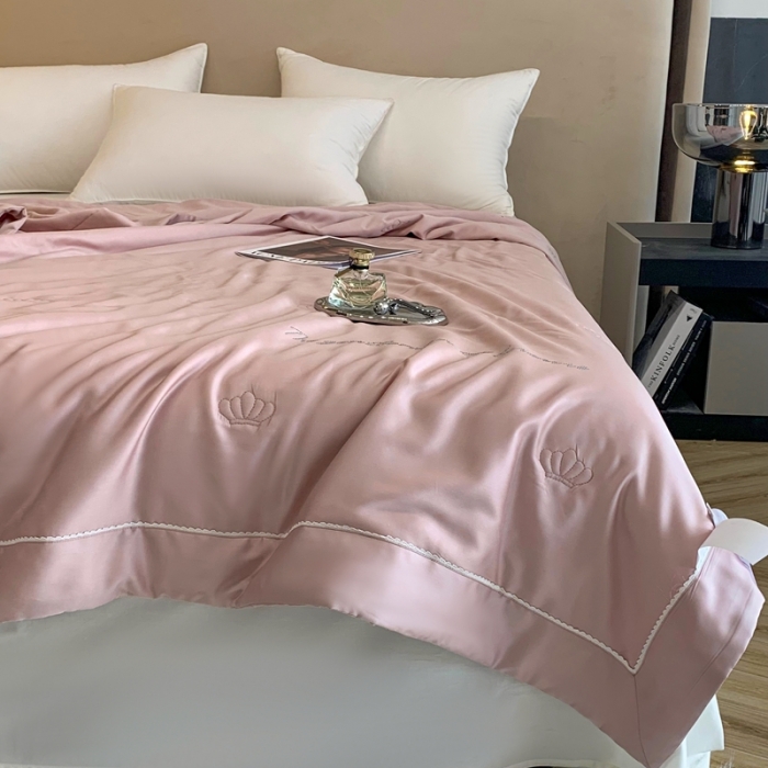 91家纺网 家纺一手货源 找家纺 榻尚 2023新款纯色80天丝胶原蛋白夏被夏凉被 素 素 豆沙